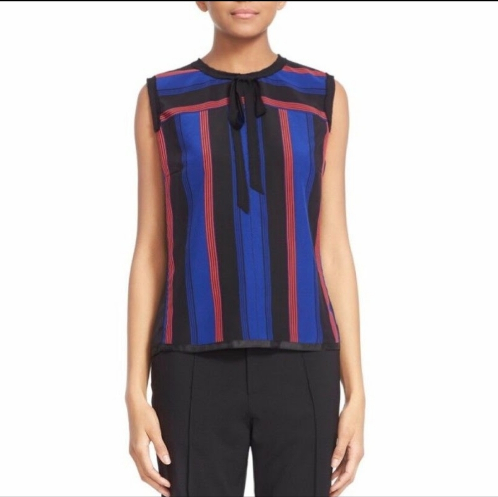Marc Jacobs Blue and Red Striped Sleeveless Top